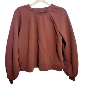 Prologue Women's Ox Blood Balloon Sleeves Cropped Sweatshirt - Size Medium